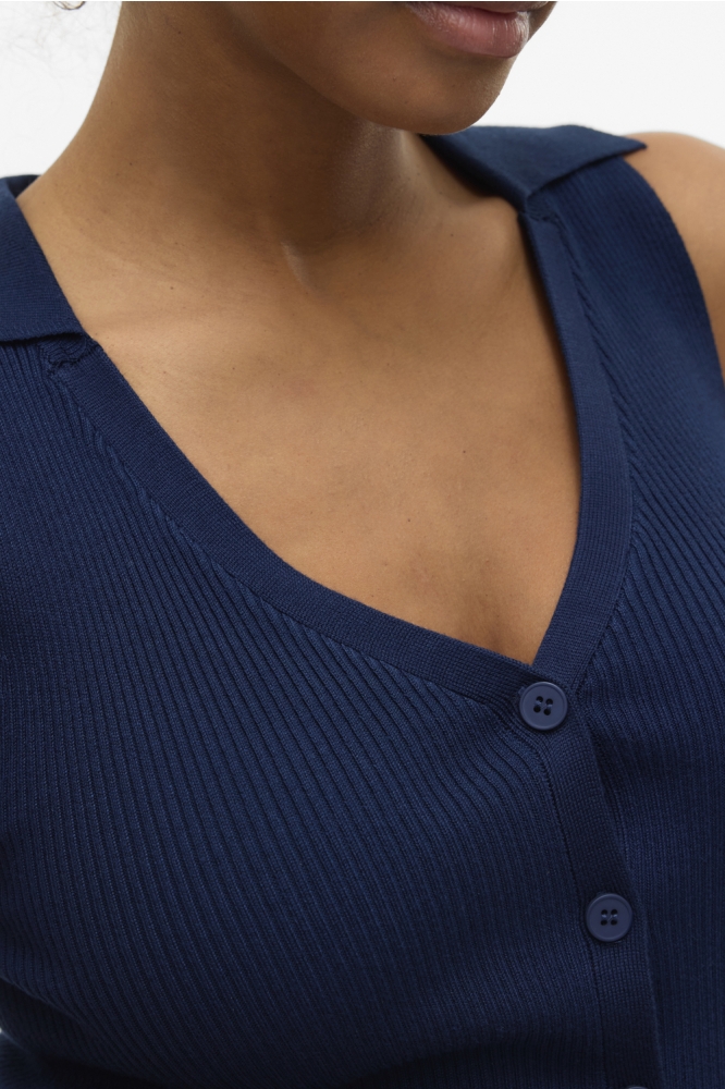 VMWILLOW SL V-NECK POLO TOP 10330770 NAVY BLAZER